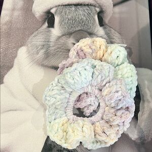 Hand Crafted Pastel Crochet Hair Scrunchie